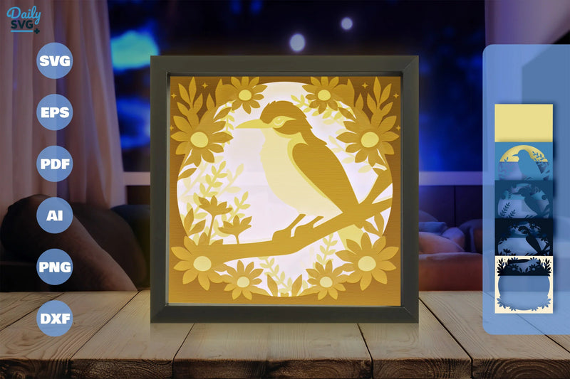 Bird on Branch Papercut SVG Bundle - CraftNest - Digital Crafting and Art