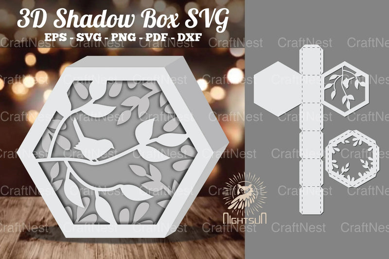 Birds Hexagon Shadow Box Clipart Bundle - CraftNest - Digital Crafting and Art