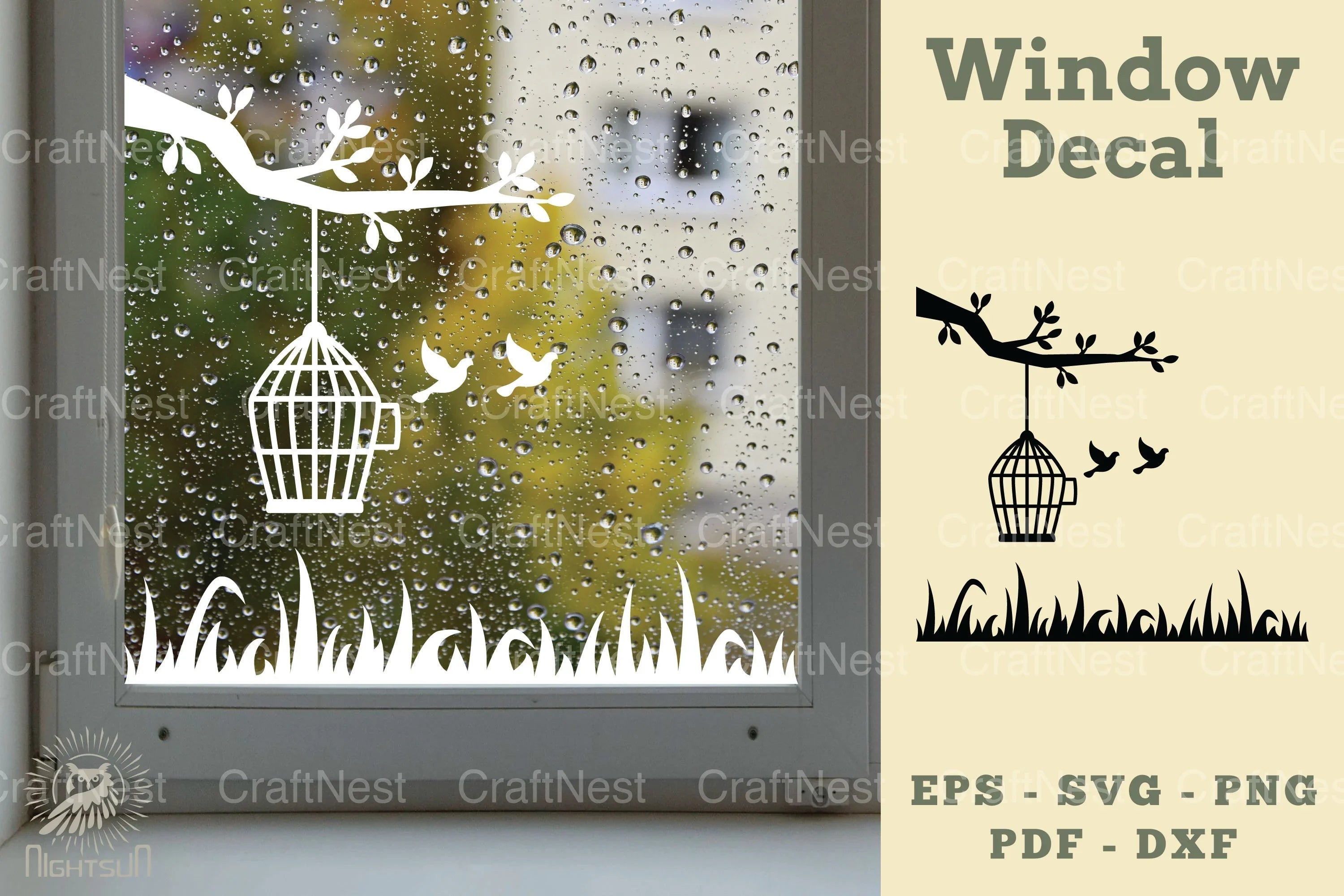 Birds and Cages Window Decal Clipart Bundle - CraftNest - Digital Crafting and Art