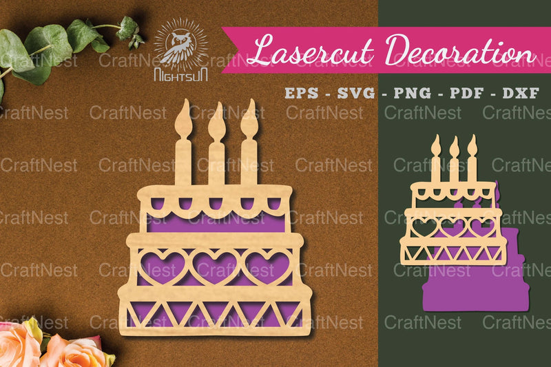 Birthday Cake Laser Cut Decoration Clipart Bundle - CraftNest - Digital Crafting and Art