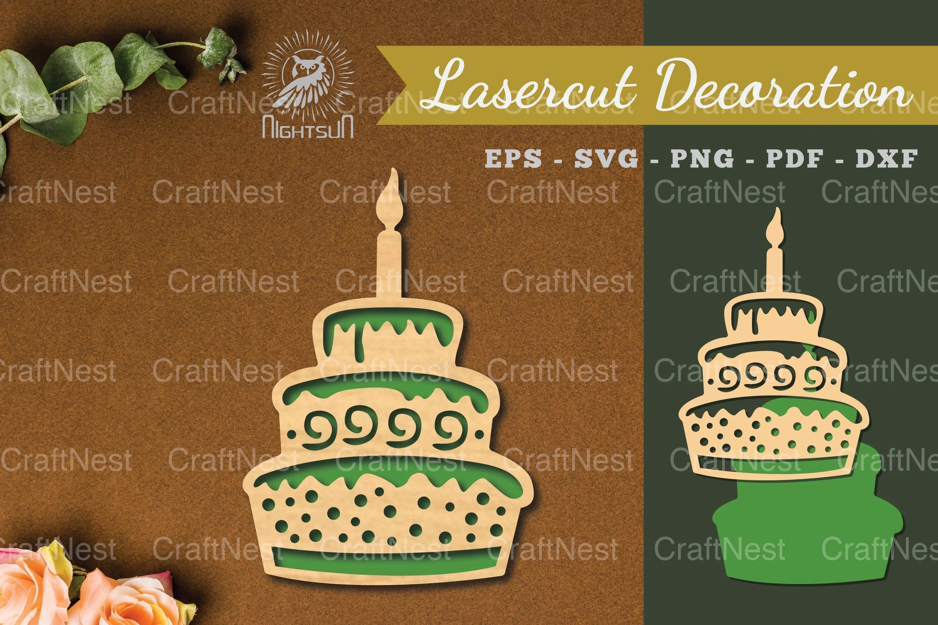 Birthday Cake Laser Cut Decoration Clipart Bundle - CraftNest - Digital Crafting and Art