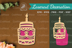 Birthday Cake Laser Cut Decoration Clipart Bundle - CraftNest - Digital Crafting and Art