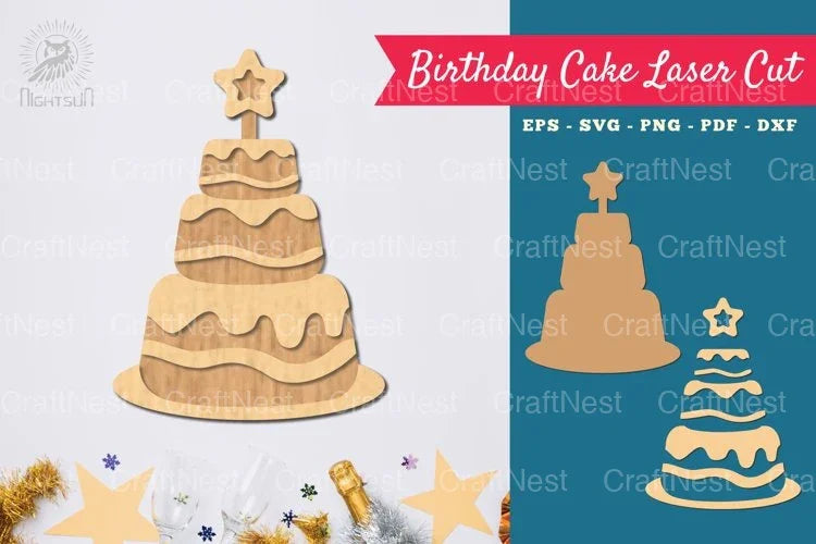 Birthday Cake Laser Cut Decoration SVG Bundle - CraftNest - Digital Crafting and Art