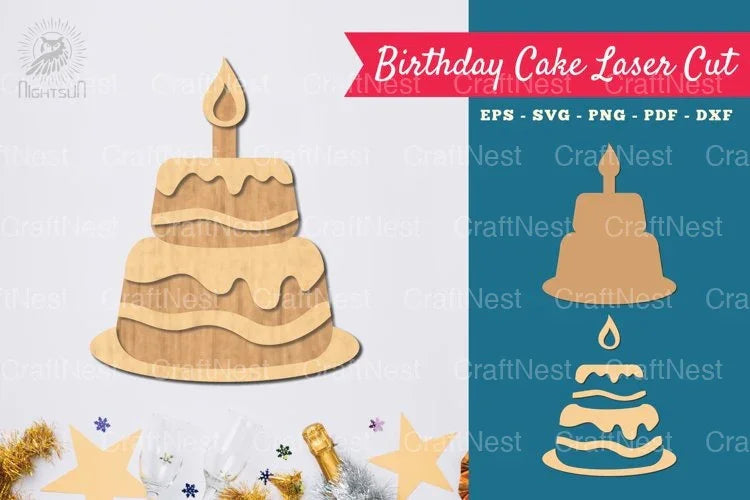 Birthday Cake Laser Cut Decoration SVG Bundle - CraftNest - Digital Crafting and Art
