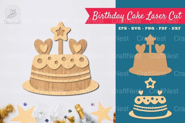 Birthday Cake Laser Cut Decoration Clipart Bundle - CraftNest - Digital Crafting and Art