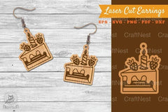 Birthday Cake Laser Cut Earrings Design Bundle - CraftNest - Digital Crafting and Art