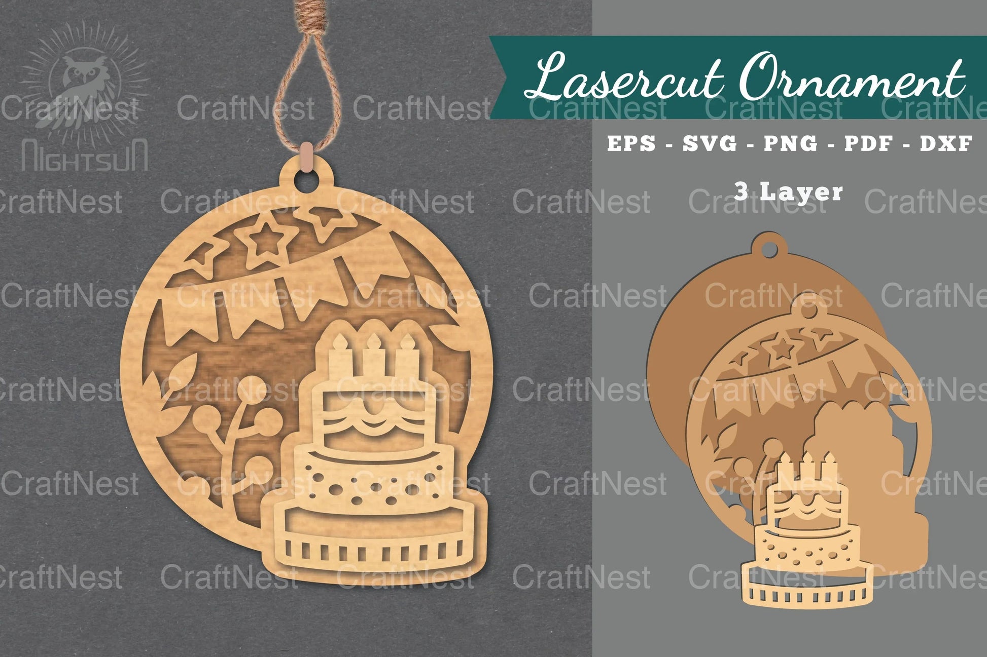 Birthday Cake Laser Cut Ornament Clipart Bundle - CraftNest - Digital Crafting and Art