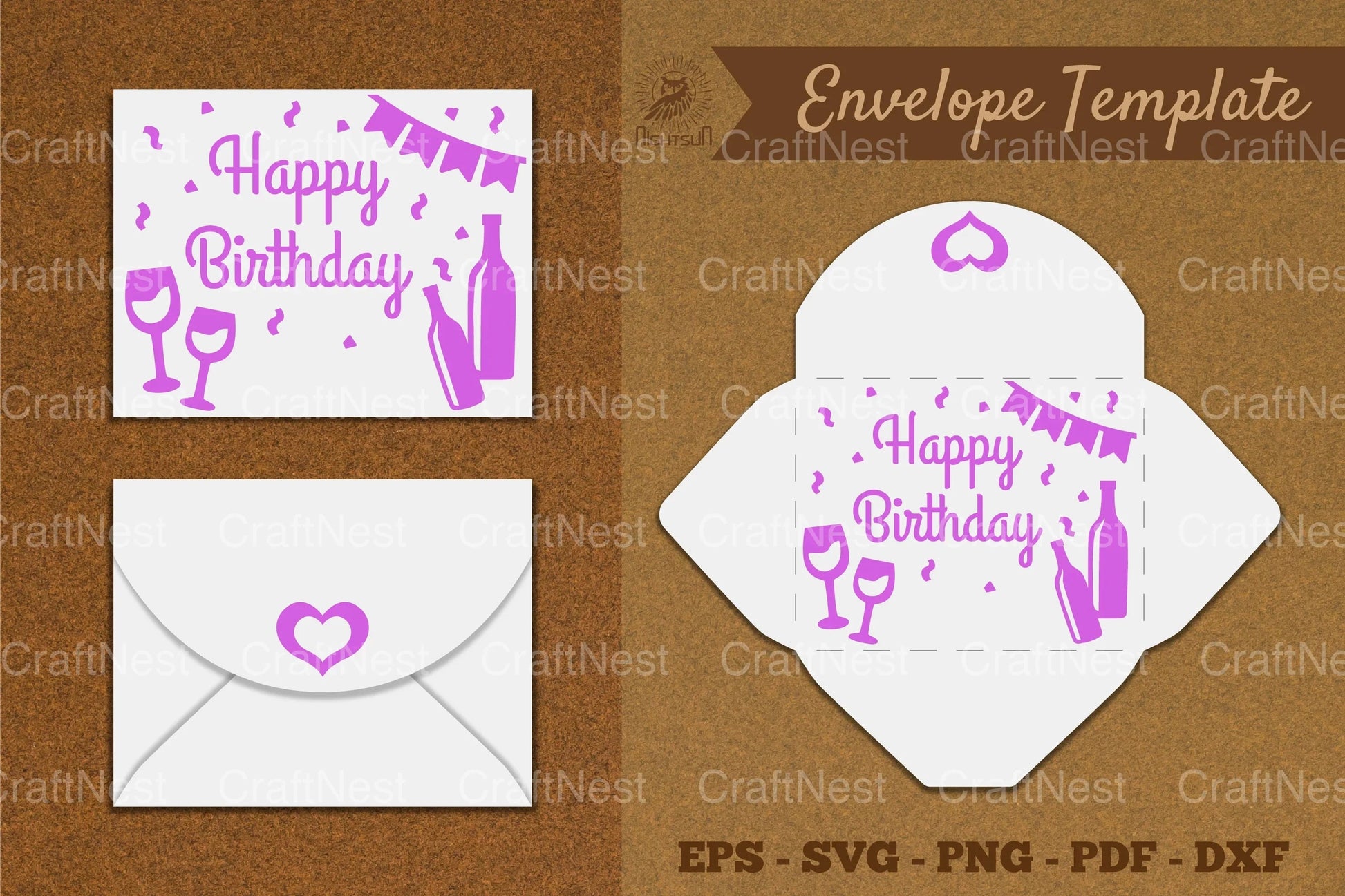 Birthday Envelope Template SVG Bundle - CraftNest - Digital Crafting and Art
