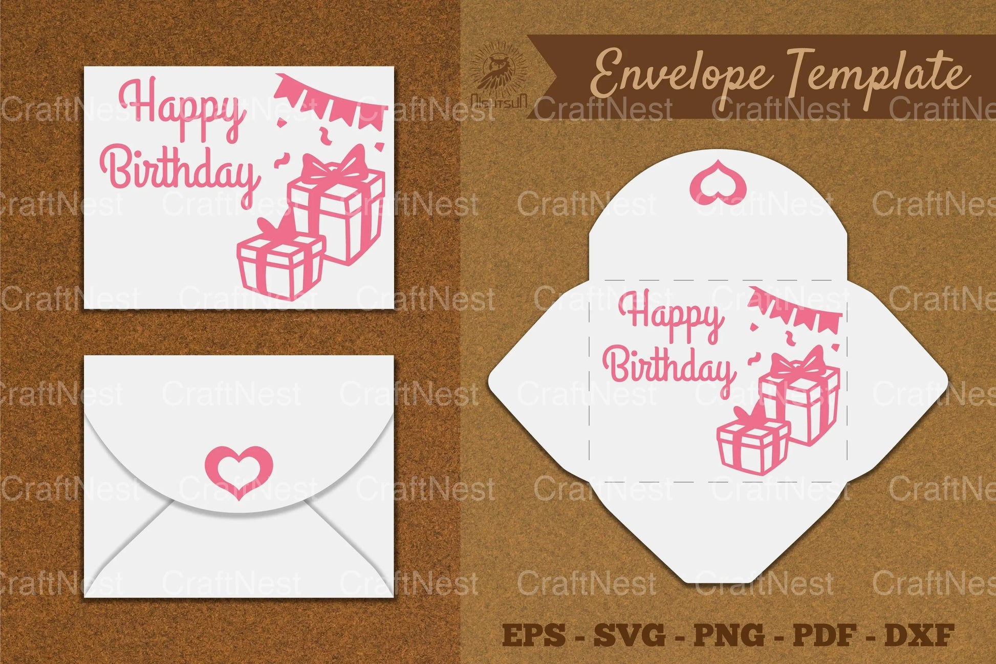 Birthday Envelope Template SVG Bundle - CraftNest - Digital Crafting and Art