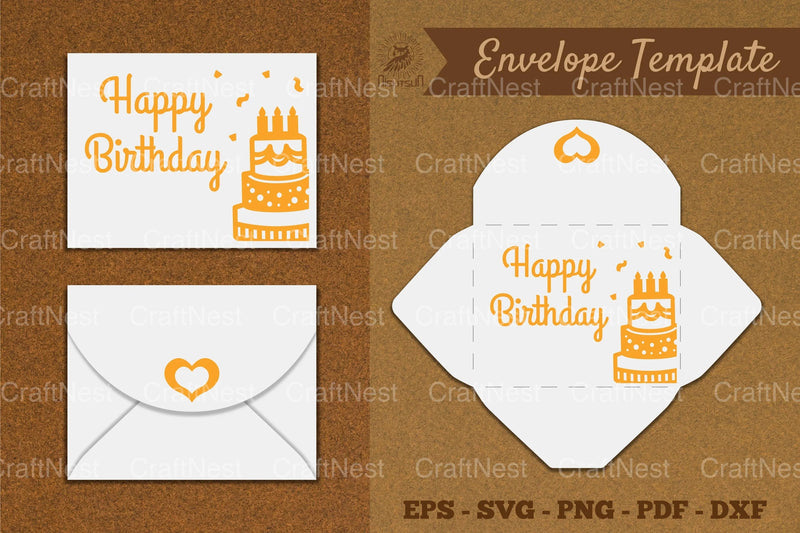 Birthday Envelope Template SVG Bundle - CraftNest - Digital Crafting and Art