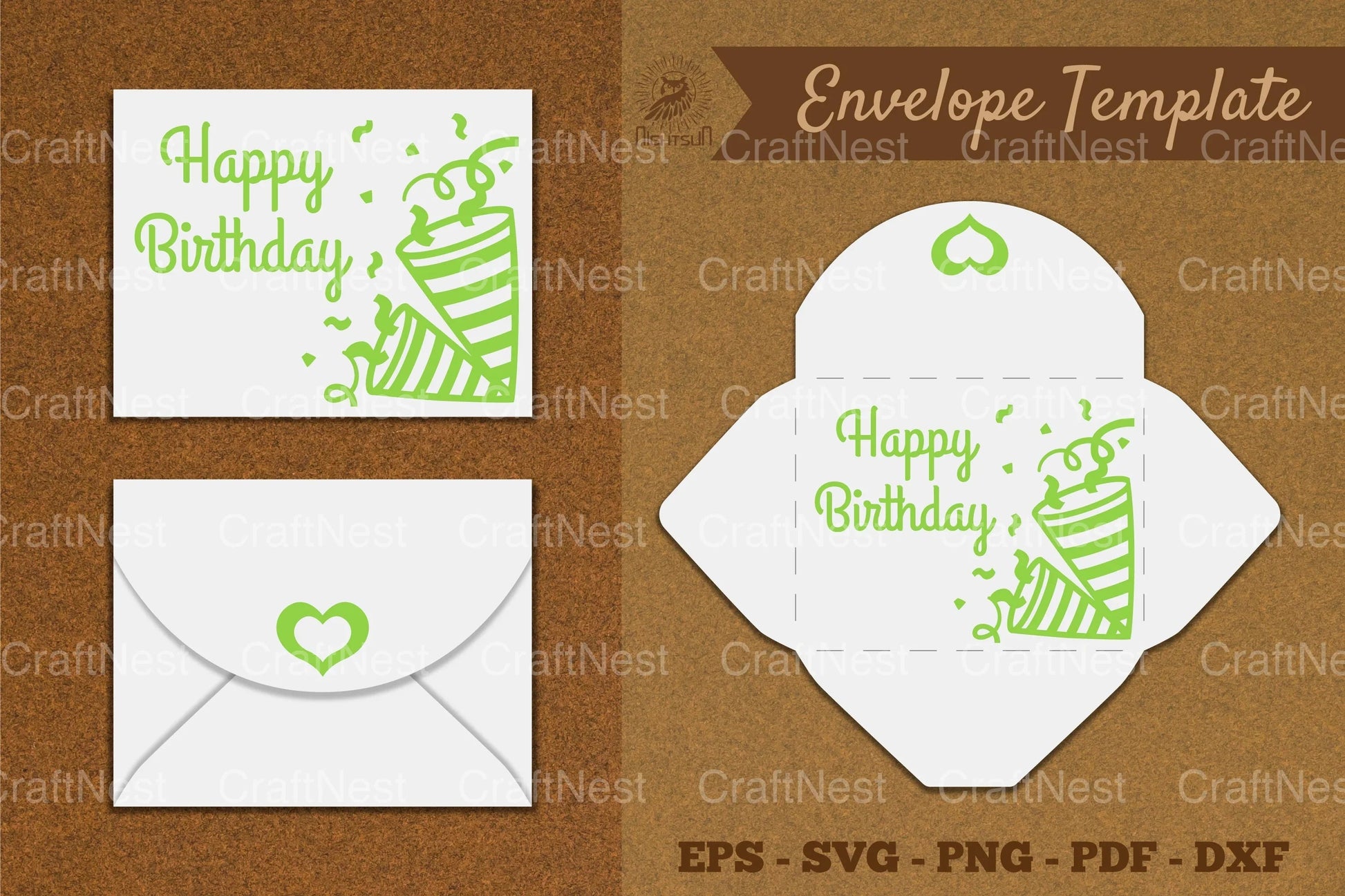 Birthday Envelope Template SVG Bundle - CraftNest - Digital Crafting and Art