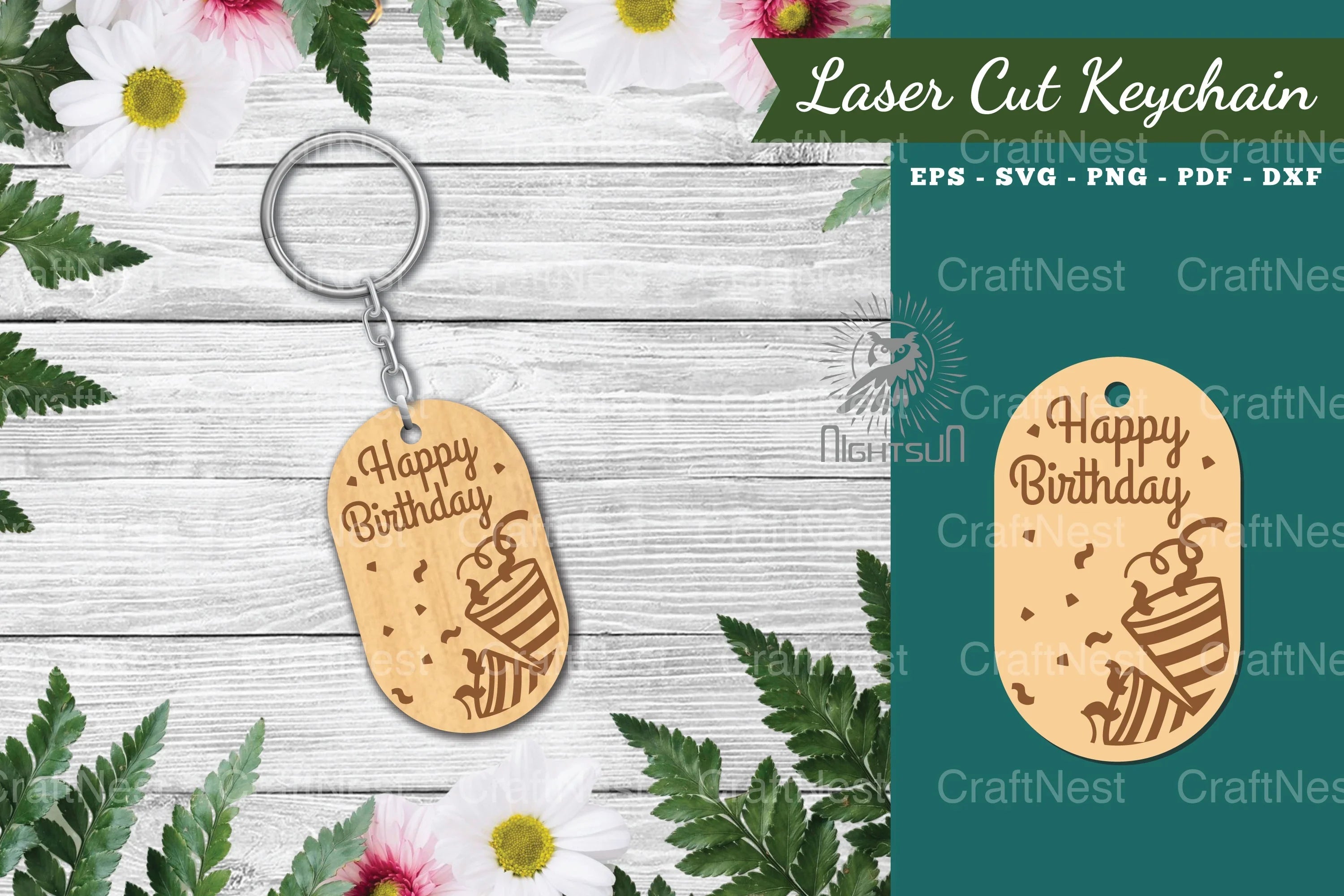 Birthday Laser Cut Keychain Design Bundle - CraftNest - Digital Crafting and Art