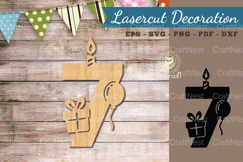 Birthday Number Seven Lasercut Decoration Clipart Bundle - CraftNest - Digital Crafting and Art