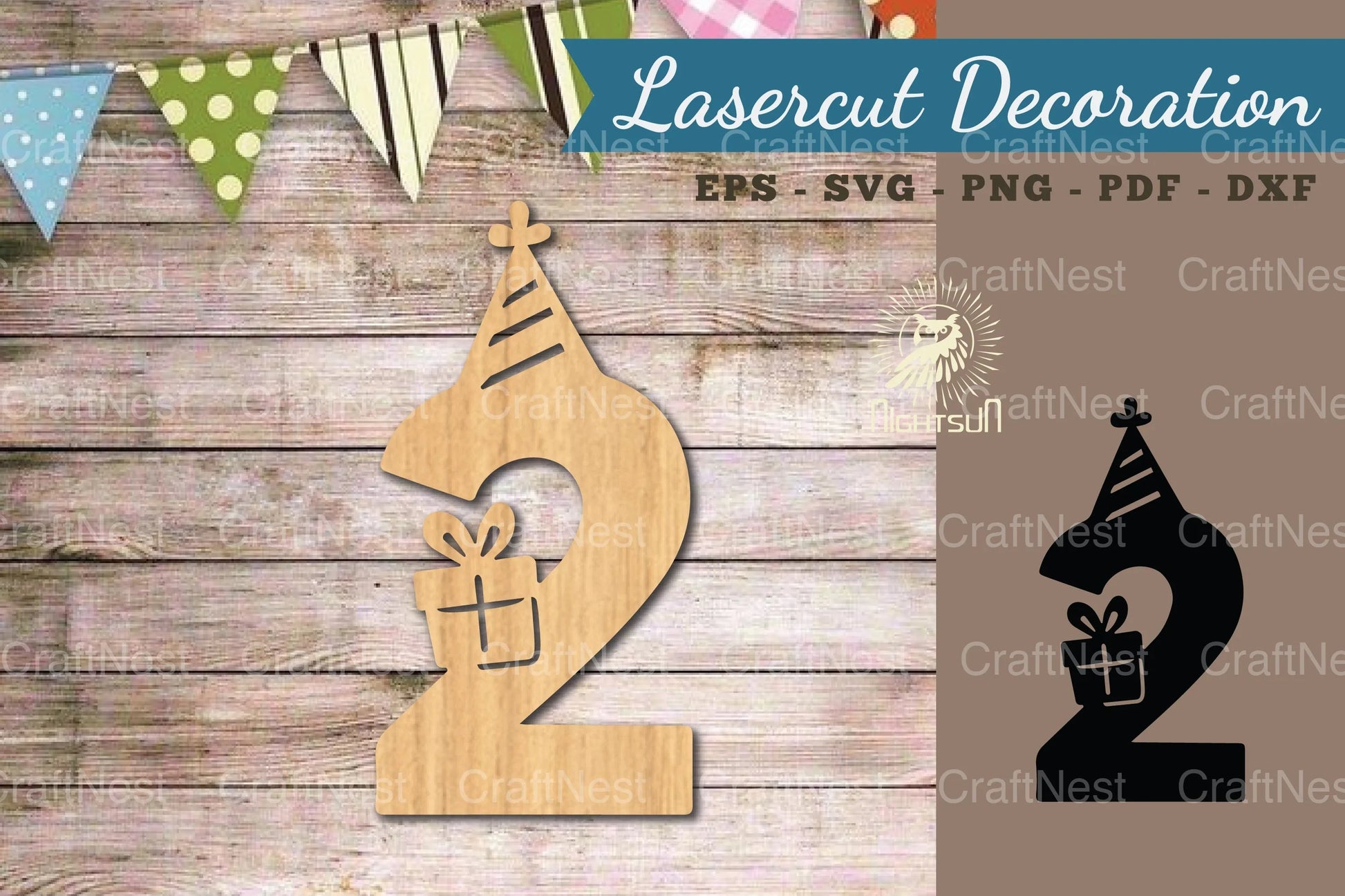 Birthday Number Two Lasercut Decoration Clipart Bundle - CraftNest - Digital Crafting and Art