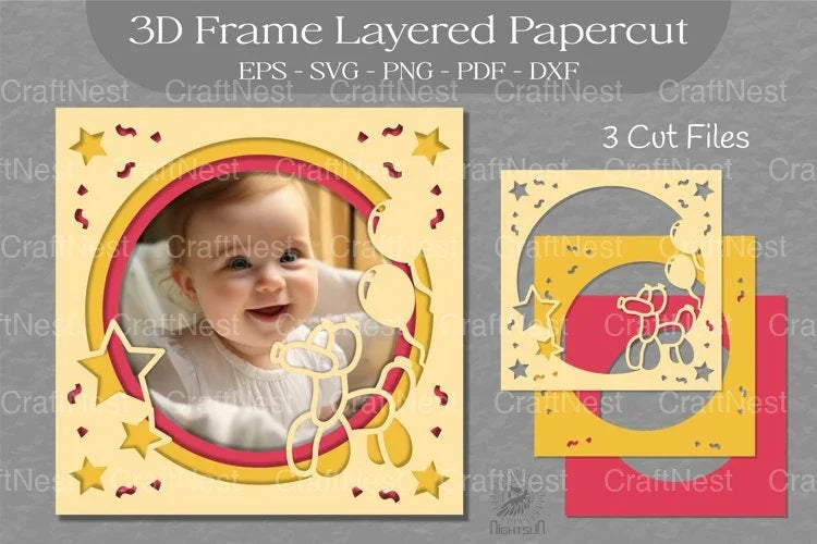 Birthday Photo Frame Layered Paper Cut Clipart Bundle - CraftNest - Digital Crafting and Art
