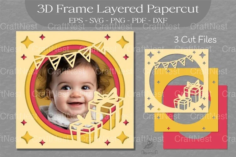 Birthday Photo Frame Layered Paper Cut Clipart Bundle - CraftNest - Digital Crafting and Art