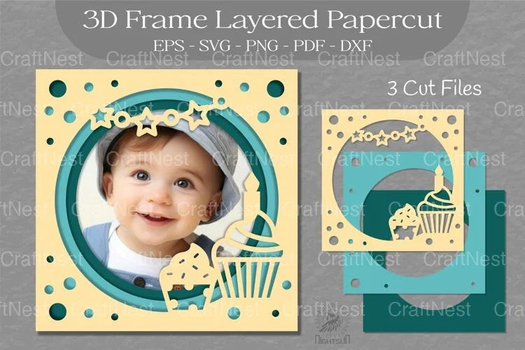 Birthday Photo Frame Layered Paper Cut Clipart Bundle - CraftNest - Digital Crafting and Art