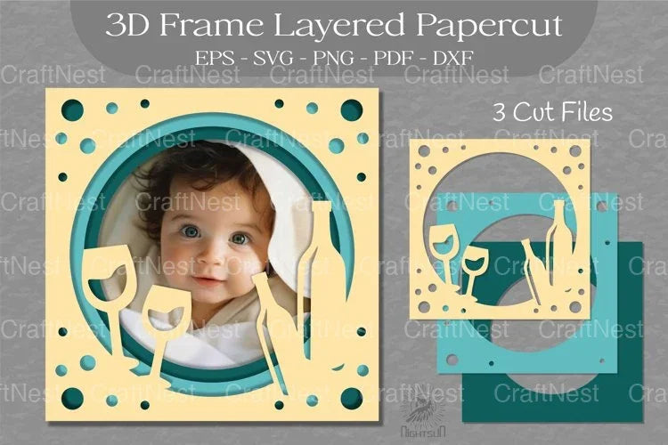 Birthday Photo Frame Layered Paper Cut Clipart Bundle - CraftNest - Digital Crafting and Art