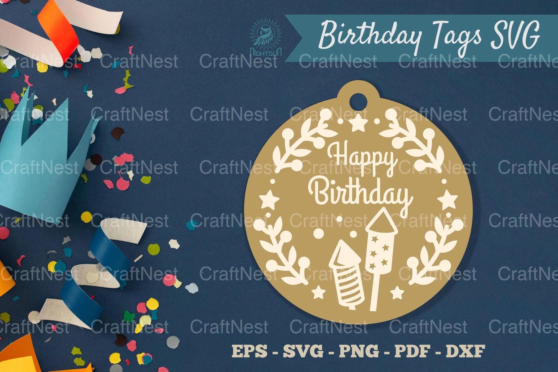 Birthday Tags Round SVG Bundle - CraftNest - Digital Crafting and Art