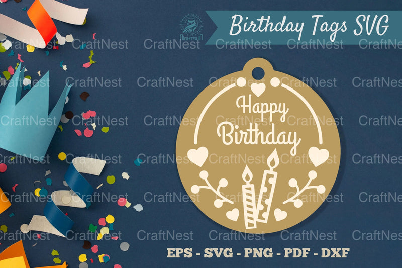 Birthday Tags Round SVG Bundle - CraftNest - Digital Crafting and Art