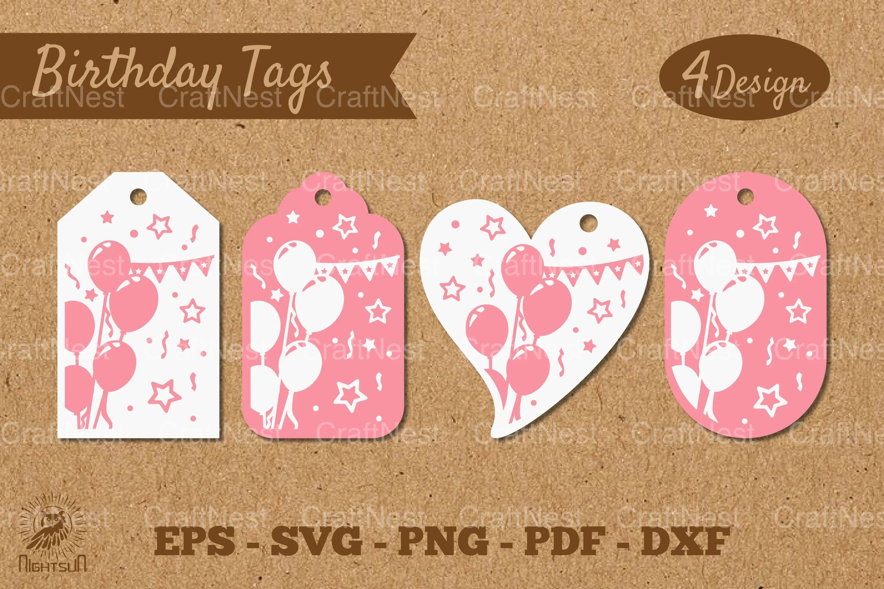 Birthday Tags Template SVG Bundle - CraftNest - Digital Crafting and Art