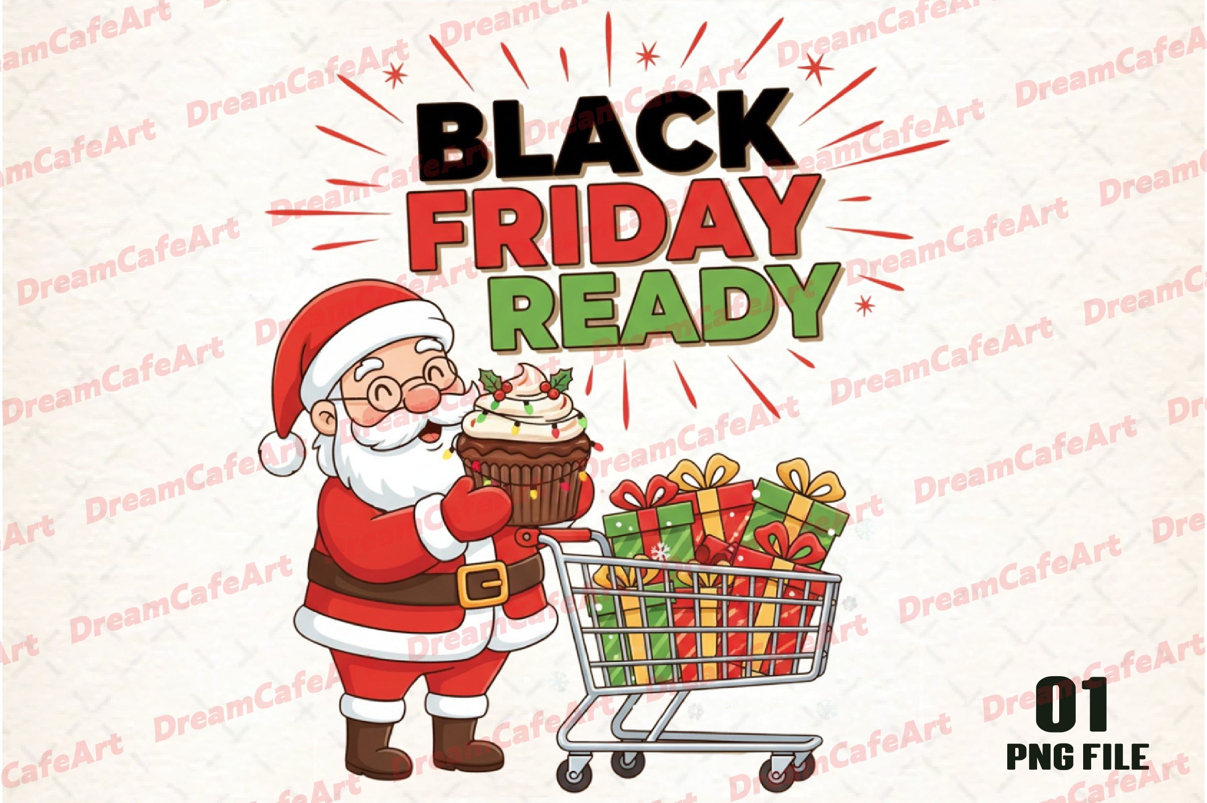 Black Friday Santa Clipart Bundle