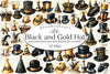 Black Gold New Year Hat Clipart Bundle