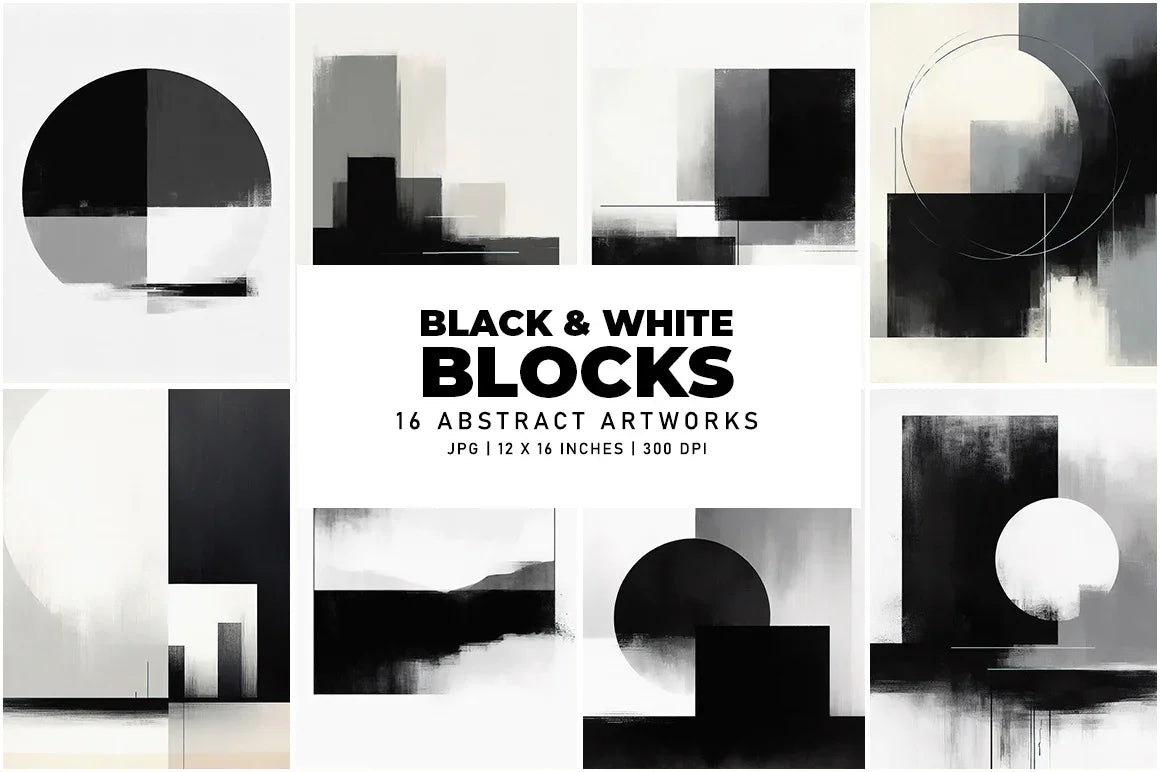 Black and White Blocks - Wall Art - CraftNest - Digital Crafting and Art