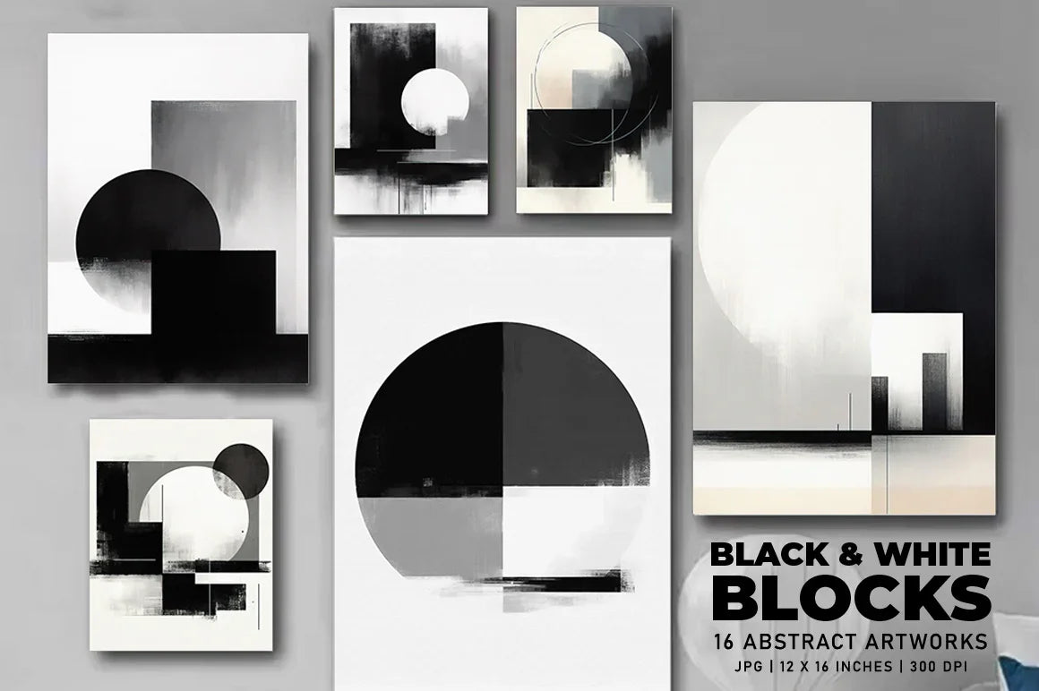 Black and White Blocks - Wall Art - CraftNest - Digital Crafting and Art