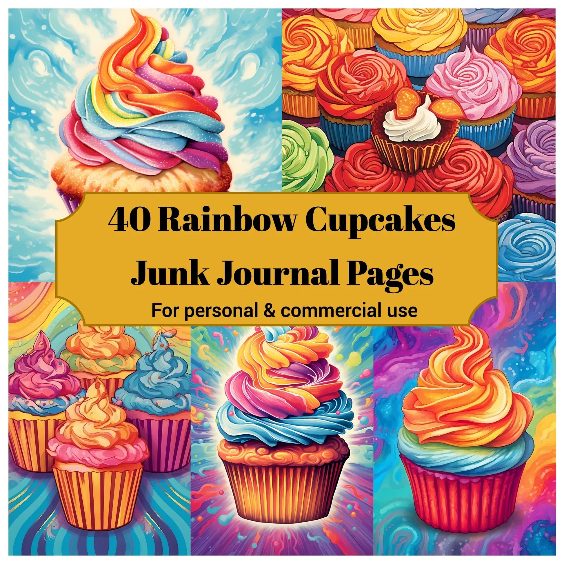 Rainbow Cupcakes Junk Journal Pages - CraftNest