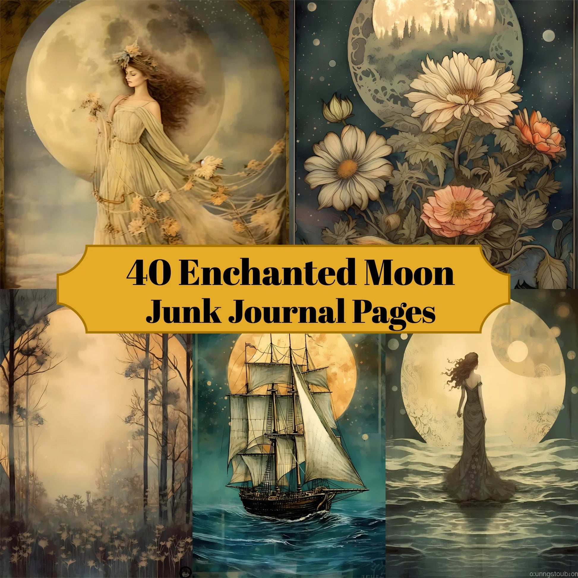 Enchanted Moon Junk Journal Pages - CraftNest