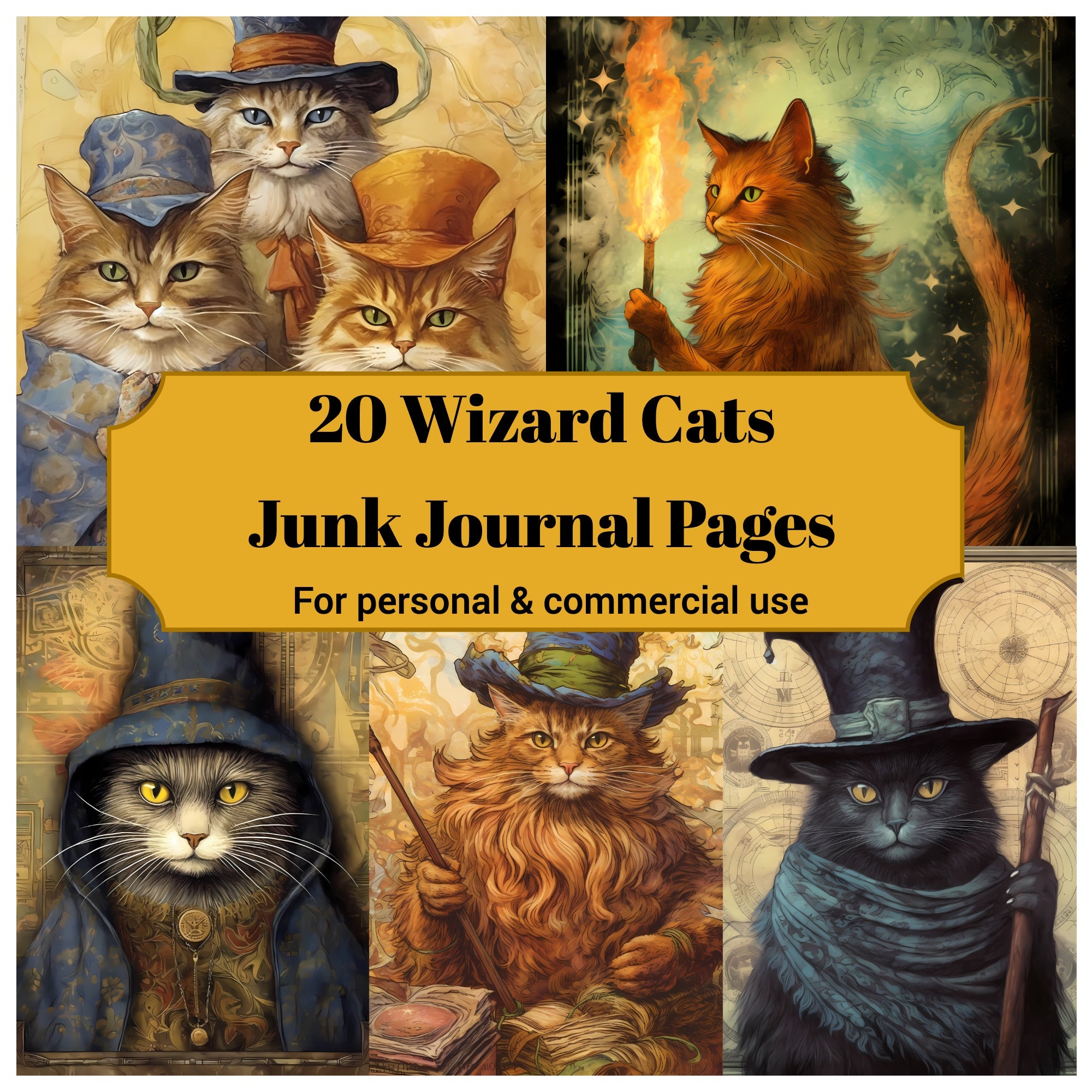 Wizard Cats Junk Journal Pages - CraftNest