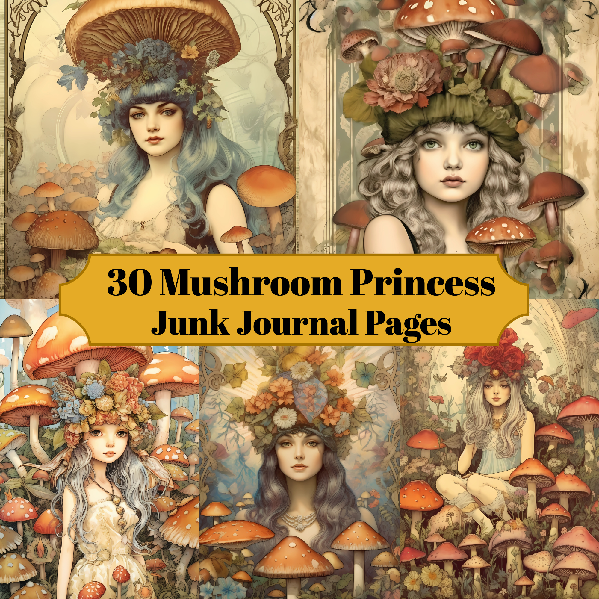 Mushroom Princess Junk Journal Pages - CraftNest