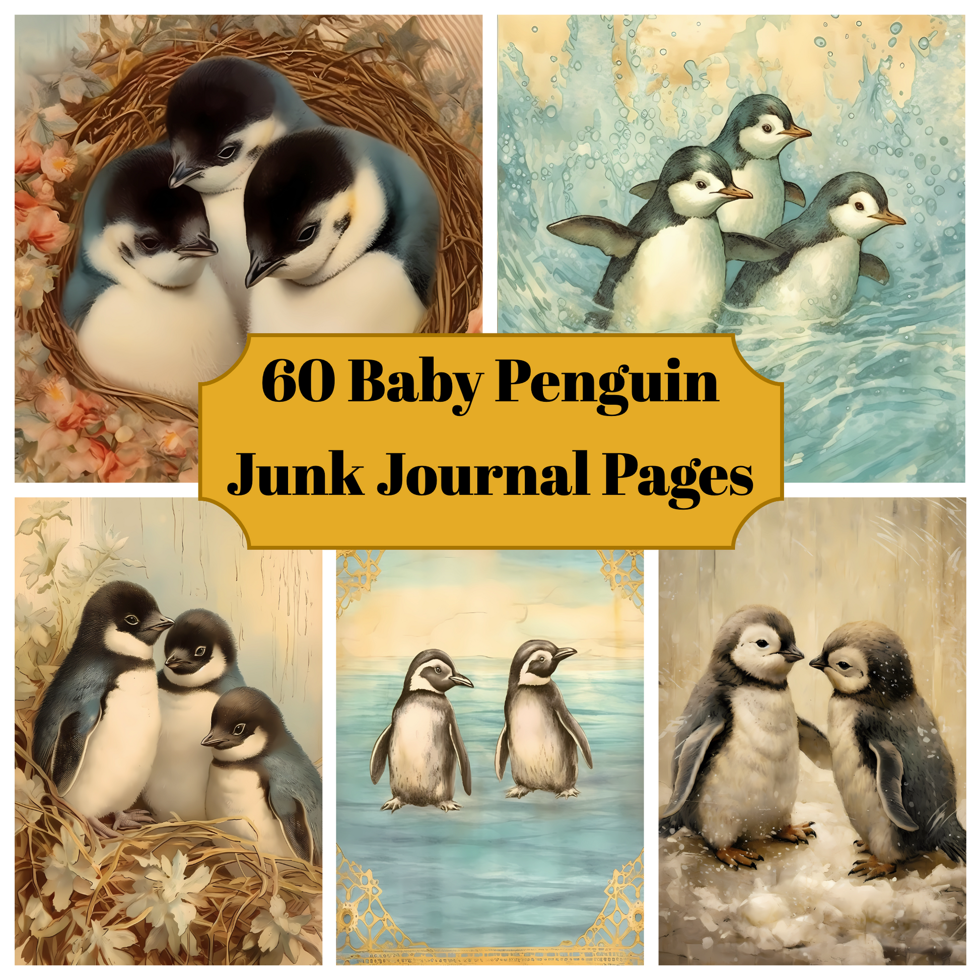 Baby Penguins Junk Journal Pages - CraftNest