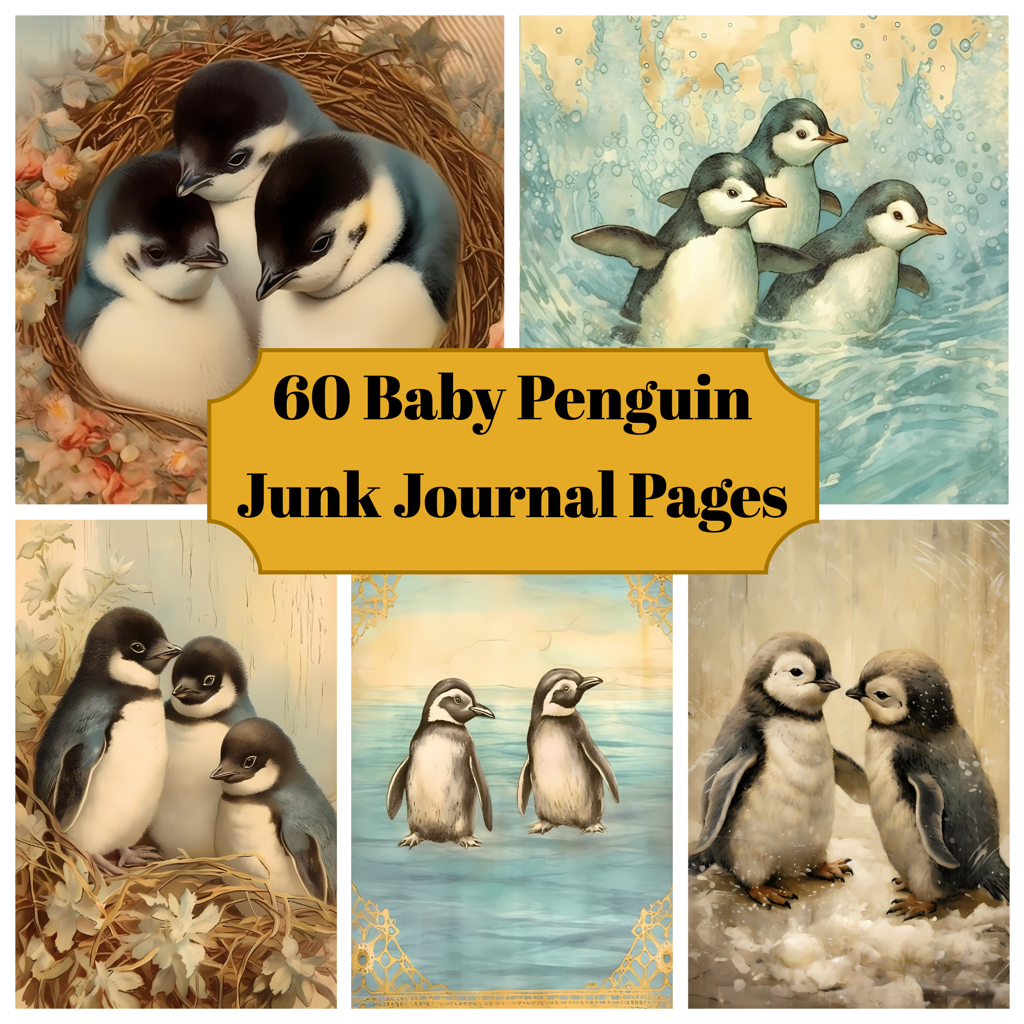 Baby Penguins Junk Journal Pages - CraftNest
