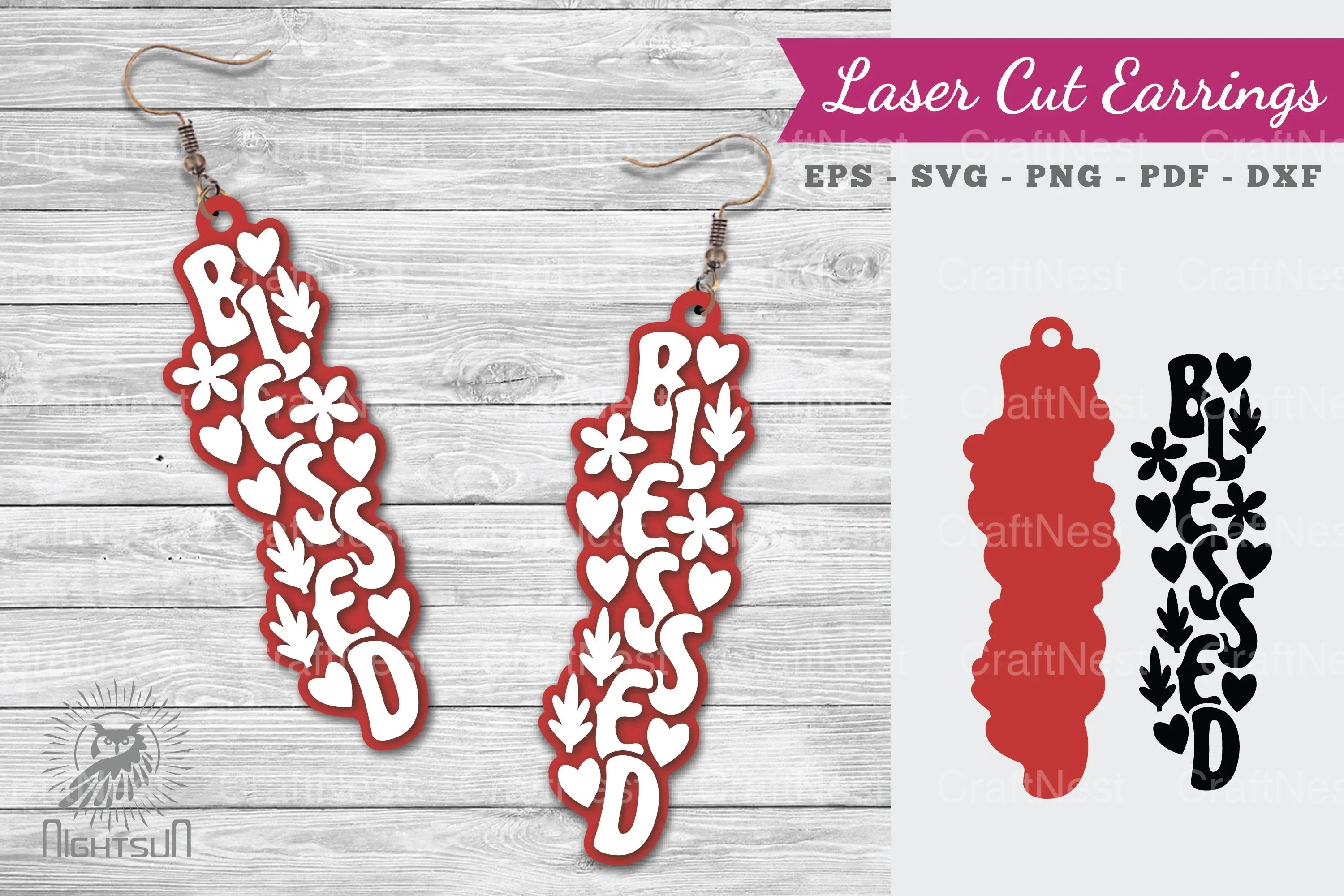 Blessed Lasercut Earrings SVG Design Bundle - CraftNest - Digital Crafting and Art