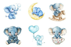 Blue Baby Elephant Clipart Bundle - CraftNest - Digital Crafting and Art