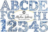 Blue Chinoiserie Alpha Letters Clipart Bundle