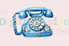 Blue Floral Vintage Phone Clipart Bundle