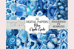 Blue Gold Silver Agate Seamless Digital Paper - CraftNest - Digital Crafting and Art