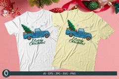 Blue Truck Merry Christmas Sublimation SVG Bundle - CraftNest - Digital Crafting and Art