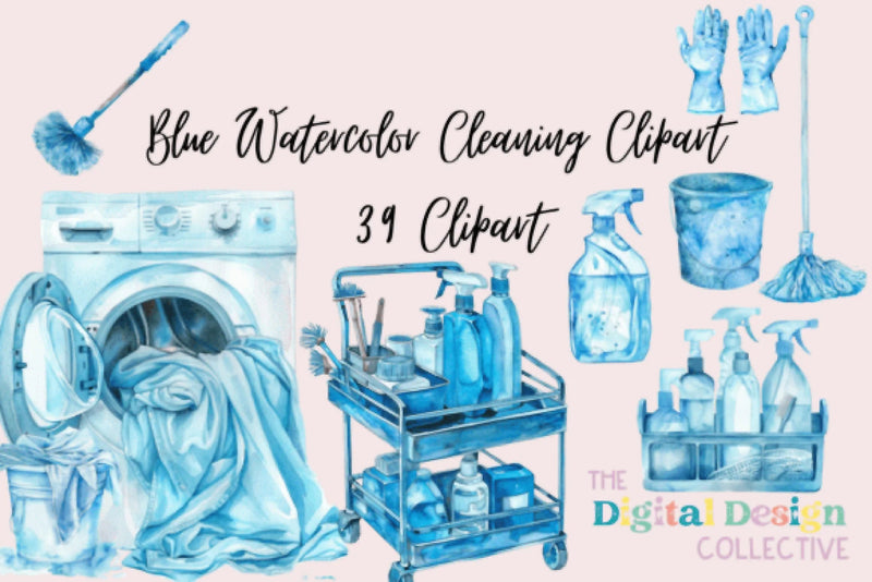 Blue Cleaning Clipart Bundle - CraftNest - Digital Crafting and Art