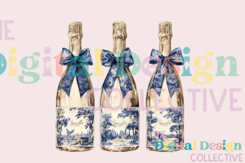 Blue Coquette Champagne Clipart Bundle - CraftNest - Digital Crafting and Art
