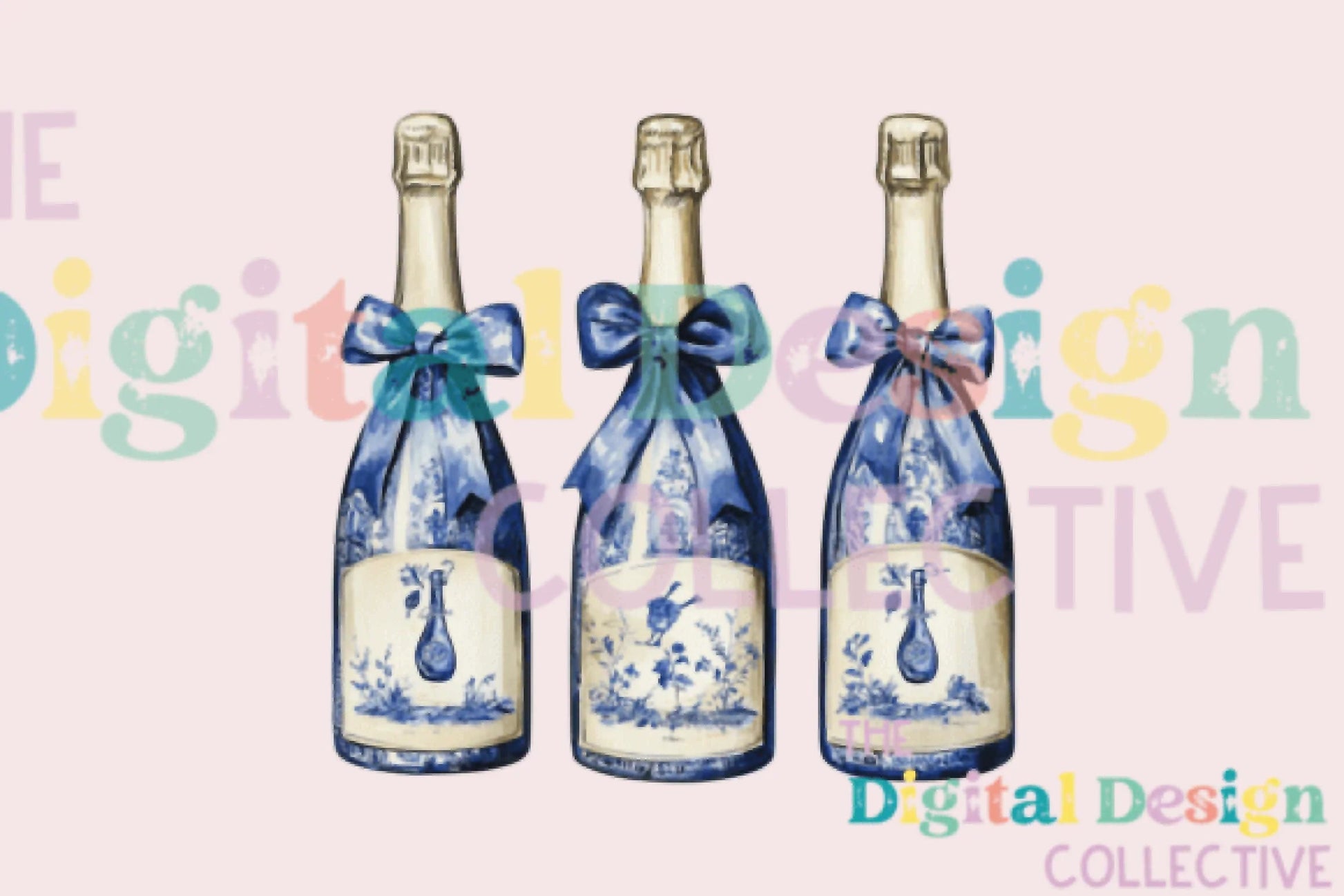 Blue Coquette Champagne Clipart Bundle - CraftNest - Digital Crafting and Art