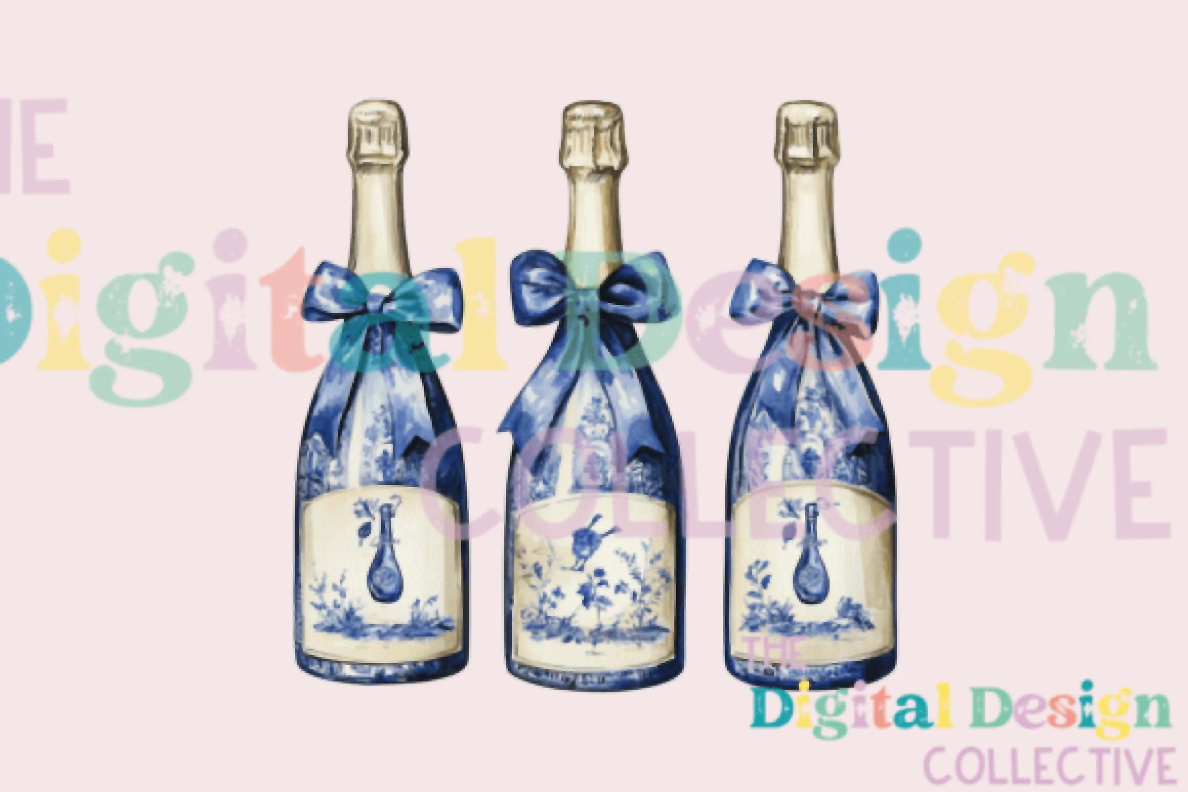 Blue Coquette Champagne Clipart Bundle - CraftNest - Digital Crafting and Art