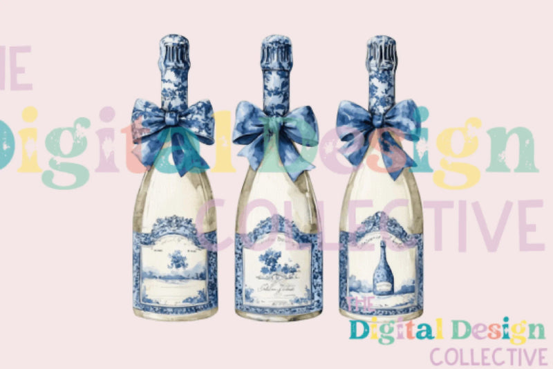 Blue Coquette Champagne Clipart Bundle - CraftNest - Digital Crafting and Art