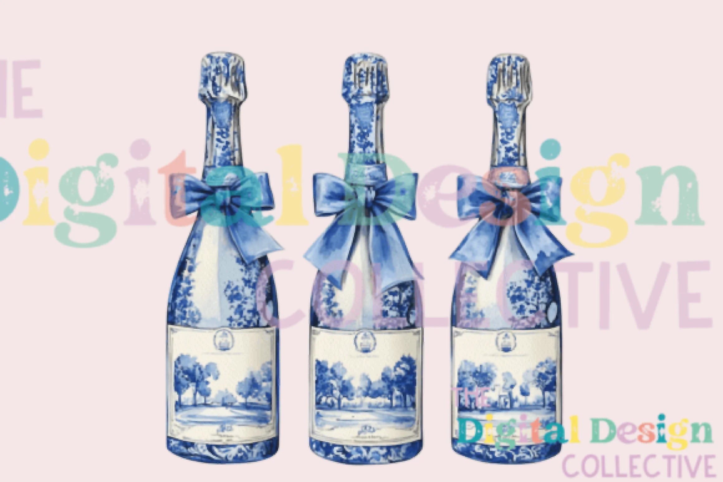 Blue Coquette Champagne Clipart Bundle - CraftNest - Digital Crafting and Art