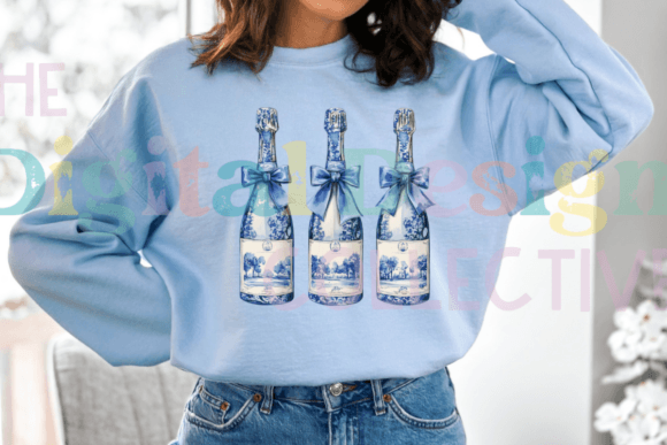 Blue Coquette Champagne Clipart Bundle