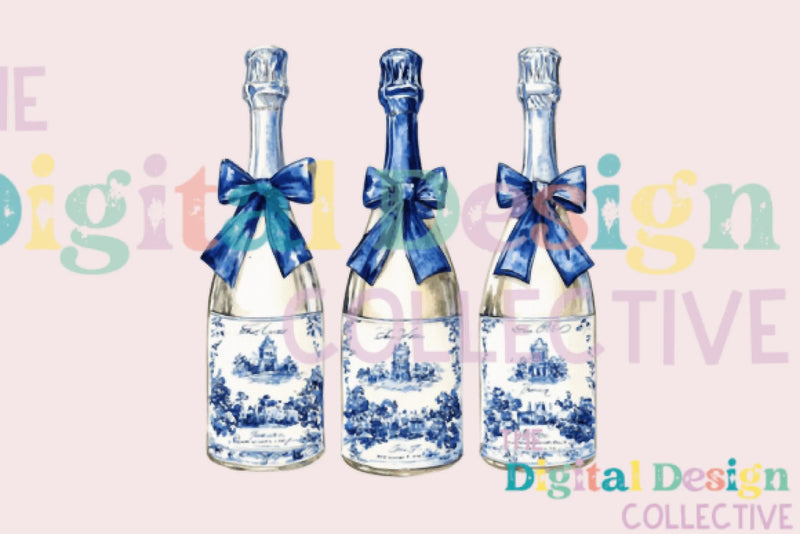 Blue Coquette Champagne Clipart Bundle - CraftNest - Digital Crafting and Art
