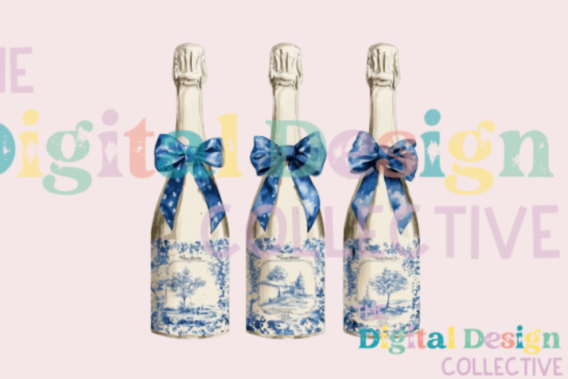 Blue Coquette Champagne Clipart Bundle - CraftNest - Digital Crafting and Art